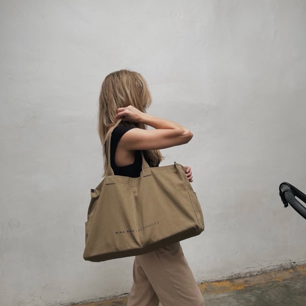 Chic Tan Baby Bag by Mina Baie - Jude with Vegan Leather Insert